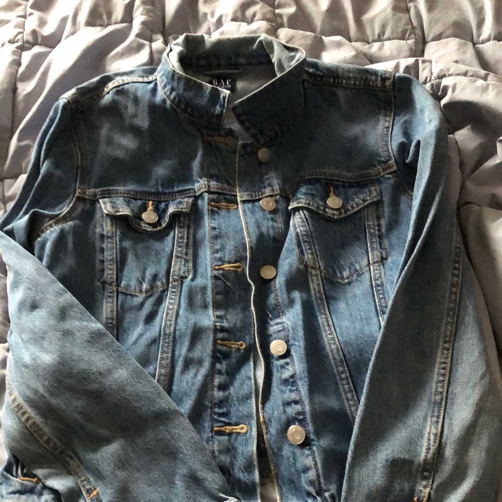 Gap jeans jacket with patchwork USA on back